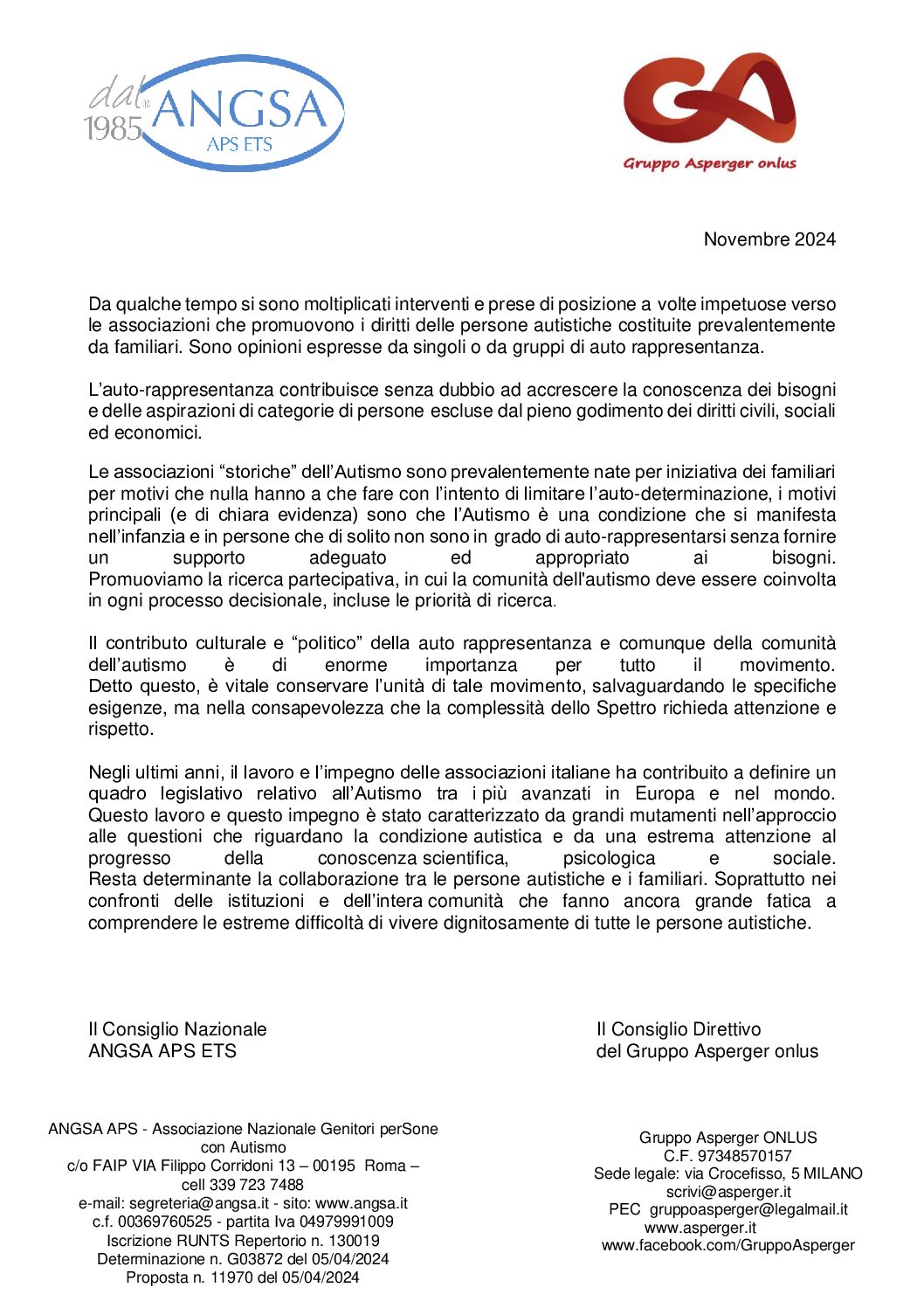 Il punto su associazioni e autismo – COMUNICATO CONGIUNTO DI ANGSA E GRUPPO ASPERGER